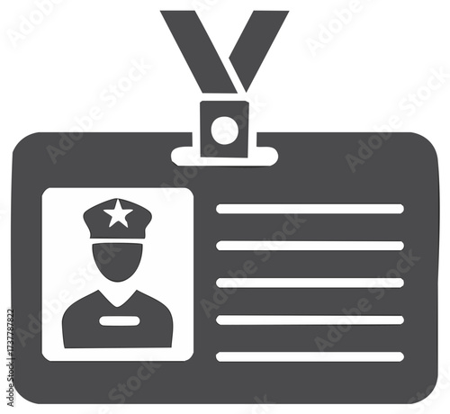 Security Guard ID Badge with Photo and Lanyard Vector Icon