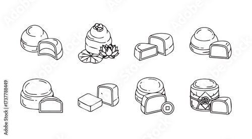 Vector art of mooncake line art