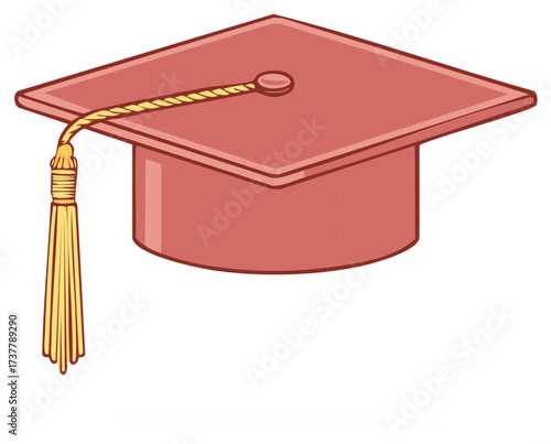 Illustration of a Graduation Mortarboard Cap with Tassel for Educational Achievement