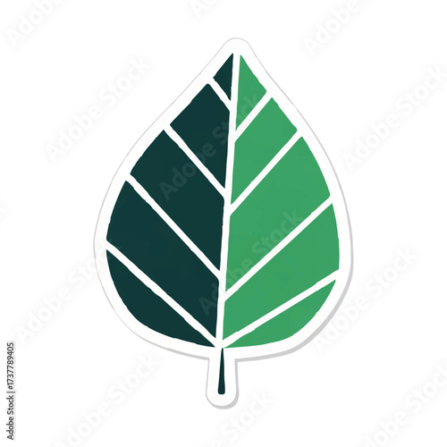 Eco-friendly leaf design with geometric segments and vibrant color palette

