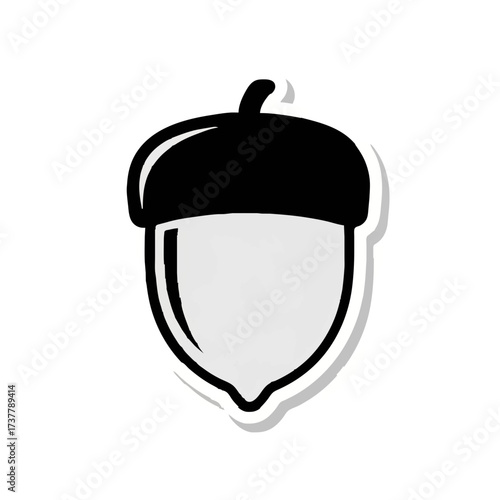 Minimalist Acorn Icon with Shadow on White Background

