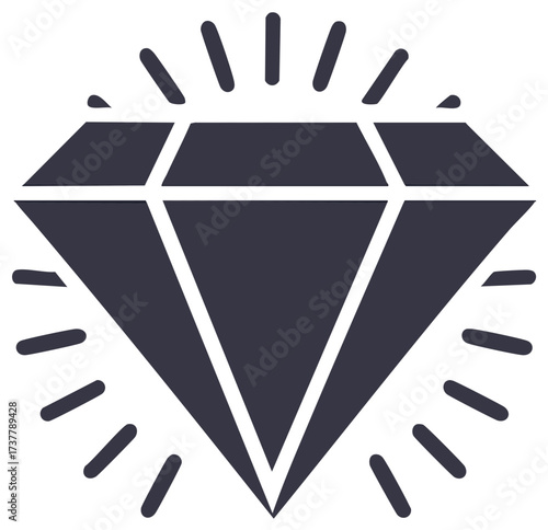 Sparkling dark diamond icon gemstone precious jewel symbol luxury bright