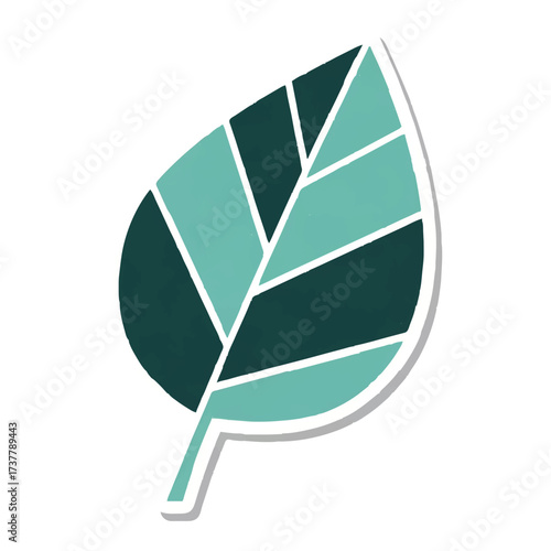 Eco-friendly leaf design with geometric segments and vibrant color palette

