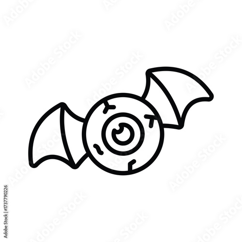 Flying eyeball, haunted bat with eyeball wings, perfect for spooky Halloween themes