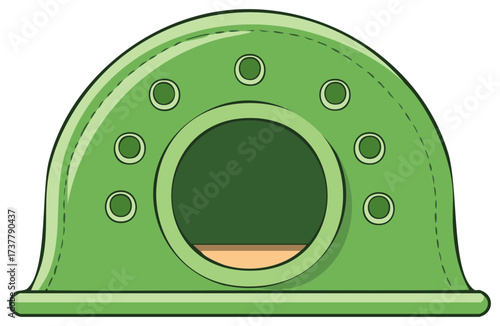A cozy green dome shaped pet bed for a cat or small dog vector illustration