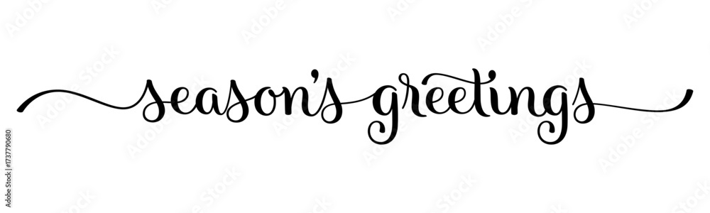 Obraz premium SEASON'S GREETINGS black vector brush calligraphy banner with swashes