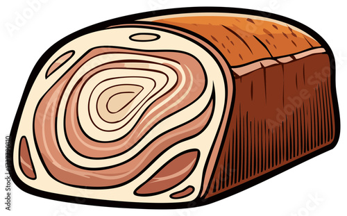 Cartoon Meatloaf Illustration Roll Slice Cooking Ingredients Food Cuisine Dinner
