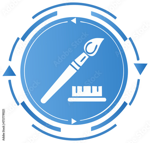 Art Paintbrush Icon Vector Illustration Blue Circle Abstract Design Element
