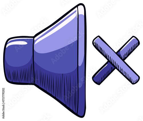 Hand-drawn speaker icon with a cross mark representing mute or silent mode