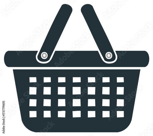 Woven Market Basket Illustration With Handles – Groceries, Shopping, Retail