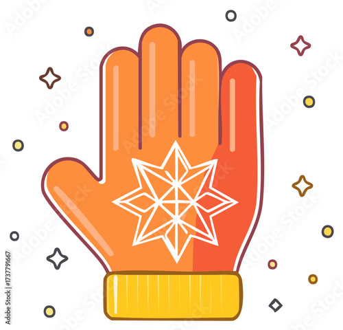 Winter Mitten Adorned with a Festive Snowflake Design Ideal for Cold Weather Celebrations