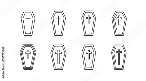 Vector art of coffin icon set isolated