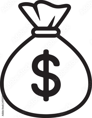 Money bag icon with dollar sign for financial concepts