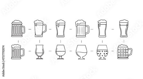 Vector art of beer glasses collection