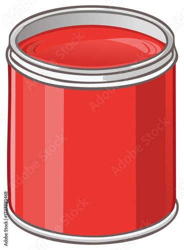 Open red paint can illustration vector graphic for DIY home repair and renovation