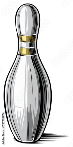 Bowling Pin Illustration Isolated on White Symbolizing Sport Recreation and Leisure