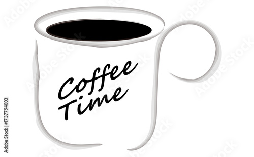 COFFEE TIME - ゆっくりコーヒーを楽しんでいる、コーヒーブレイクのイメージ（ベクター素材）
