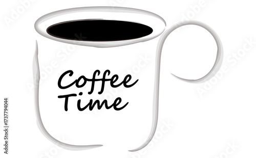 COFFEE TIME - ゆっくりコーヒーを楽しんでいる、コーヒーブレイクのイメージ（ベクター素材）
