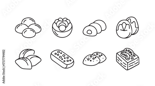 Vector art of outline sweets isolated
