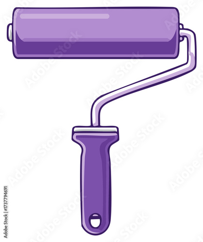 Purple Paint Roller Cartoon Illustration for Home Improvement and DIY Renovation Projects
