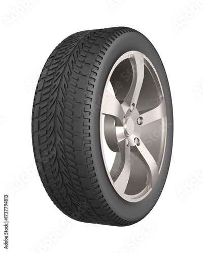 Car tire on white background. Isolated 3D illustration