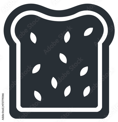 Minimalist seeded bread slice icon monochrome vector graphic for food and bakery