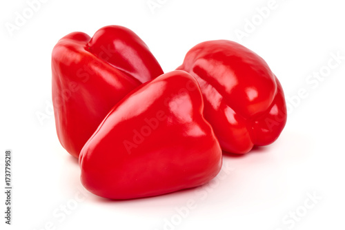 Three Red Peppers, isolated on white background