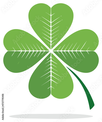 Lucky green four leaf clover vector illustration for St Patricks Day