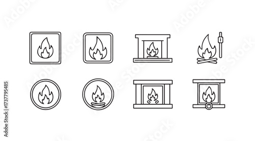 Vector art of fireplace sketch isolated