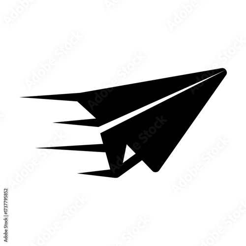 Paper plane Glyph icon with motion lines, symbolizing quick communication and sending messages.