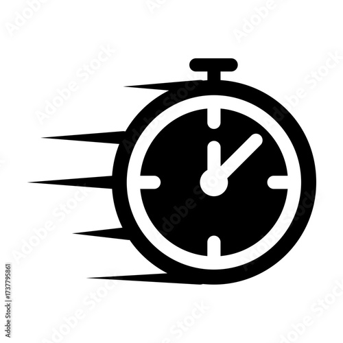 Stopwatch Glyph icon with motion effect, representing time, urgency, and speed tracking.