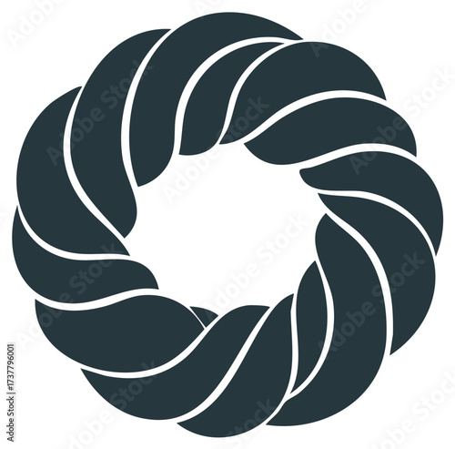 Abstract intertwined dark grey circular braided pattern seamless loop design