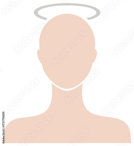Haloed Figure Flat Vector Graphics, Spirituality and Virtue Conceptual Illustration