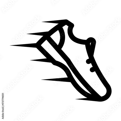 Sneaker icon with motion lines, symbolizing running, training, and sports speed.