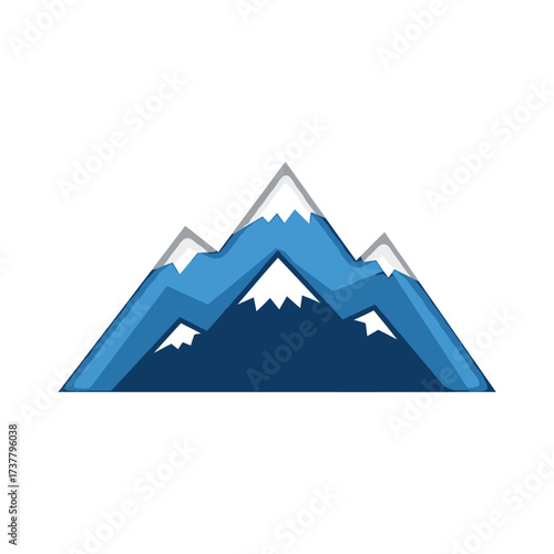 Free Download Stylized Mountain Range Illustration with Snow-Capped Peaks and Blue Slopes. - GFXLoad