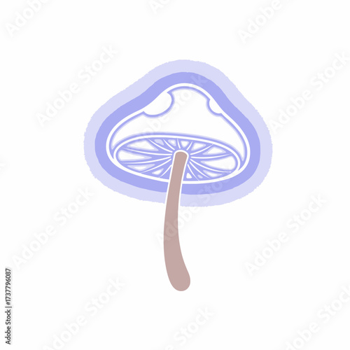 Stylized Mushroom Illustration with Intricate Cap Details and Soft Color Palette.