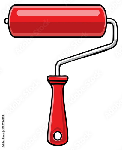 Red Paint Roller Cartoon Tool for Painting Walls, Ceilings and surfaces