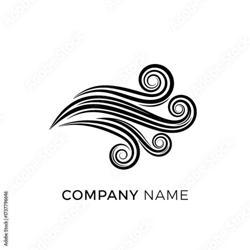 Stylized Wind Gust Illustration with Swirling Lines for Weather or Nature Concept.