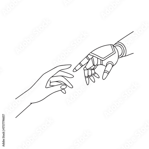 Human and robot hands reaching for connection
