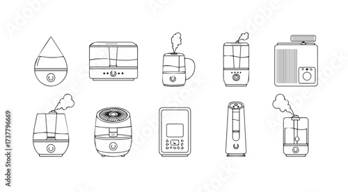 Vector art of humidifiers line icons