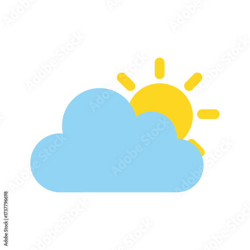 Sun partially obscured by a cloud, representing partly cloudy weather.