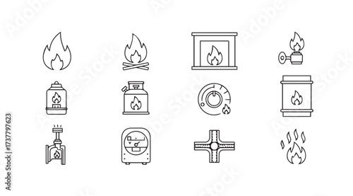 Vector art of fire icon set white
