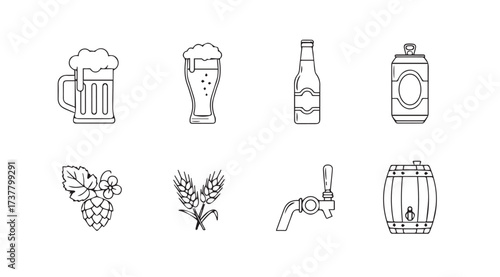 Vector art of beer icon set line