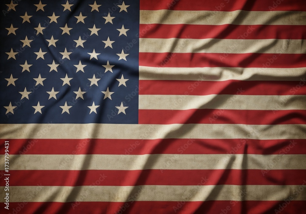 Naklejka premium United States flag with a weathered, vintage texture
