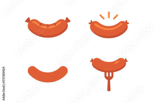 Food silhouette icons set. featuring sausage, fork, grill, barbecue, meat symbols