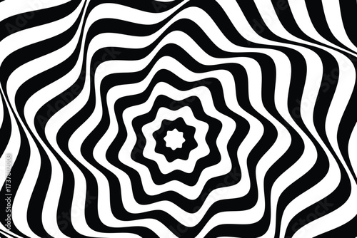 Black and white wavy lines creating optical illusion