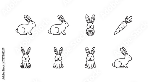 Vector art of rabbits line icons
