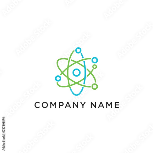 Abstract Atom Logo Design with Orbiting Electrons.