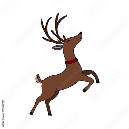 Cute Christmas reindeer illustration, Santa Claus’s holiday deer with festive decorations