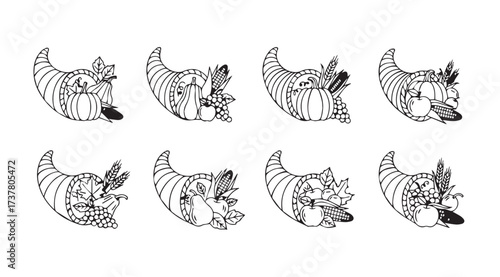 Vector art of cornucopias on